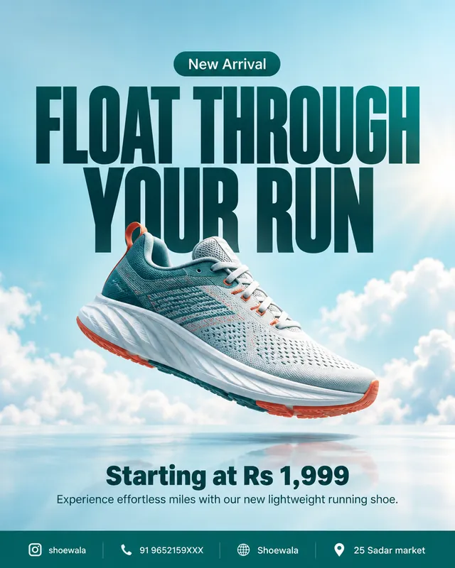 Launch post for running shoes, made with ShopyBuilder